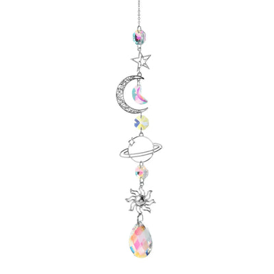 1pc Crystal Wind Chime Moon Sun Catcher Diamond Prisms Pendant Dream Catcher Rainbow Hanging Drop Home Garden Decor Windchime