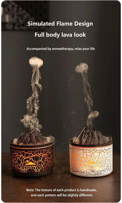 Volcanic Flame Humidifiers Air Aroma Diffuser 180 Ml Essential Oils Humidifiers Wth Night Light Flame Diffuser For Bedroom