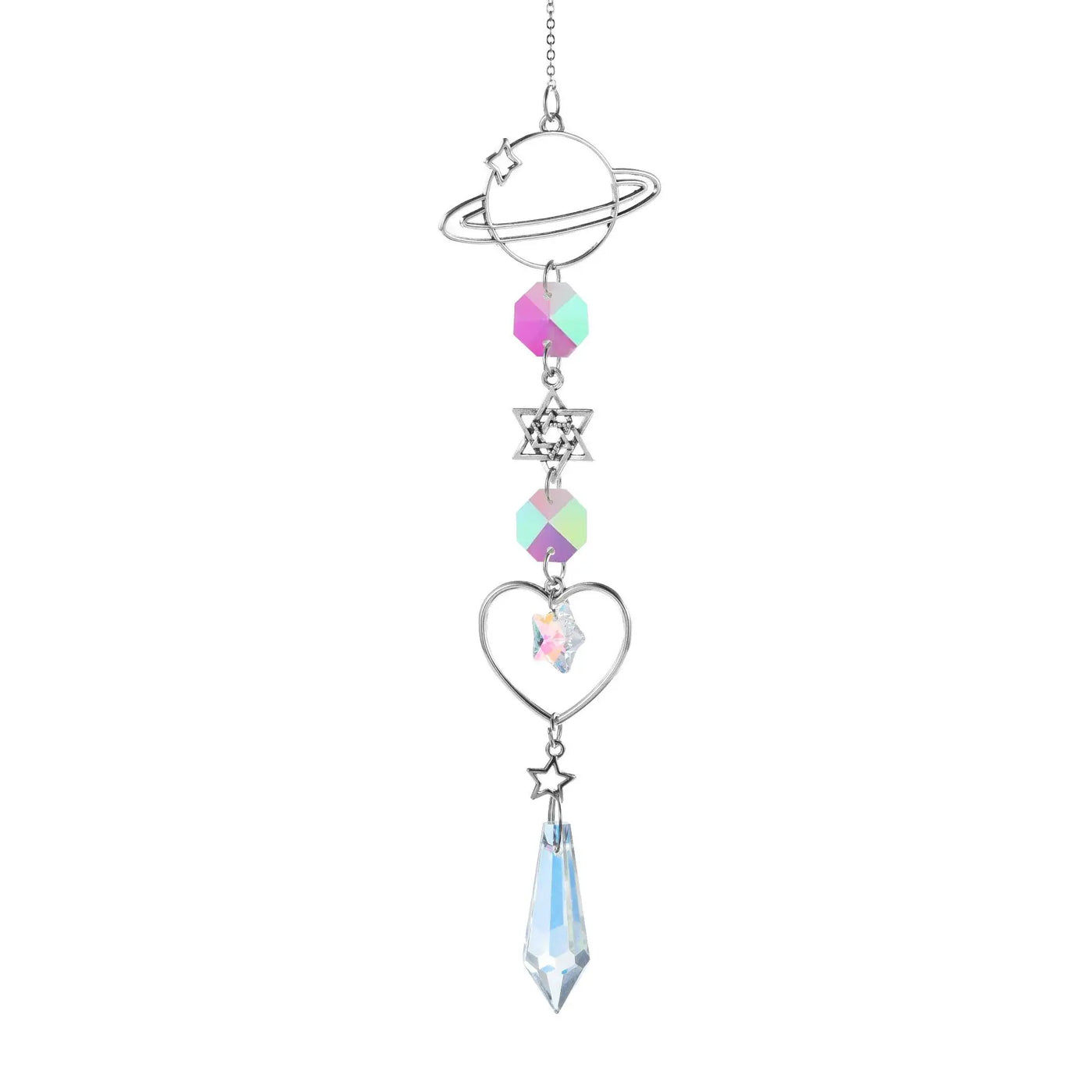1pc Crystal Wind Chime Moon Sun Catcher Diamond Prisms Pendant Dream Catcher Rainbow Hanging Drop Home Garden Decor Windchime