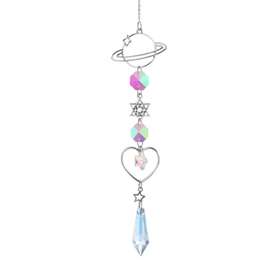 1pc Crystal Wind Chime Moon Sun Catcher Diamond Prisms Pendant Dream Catcher Rainbow Hanging Drop Home Garden Decor Windchime