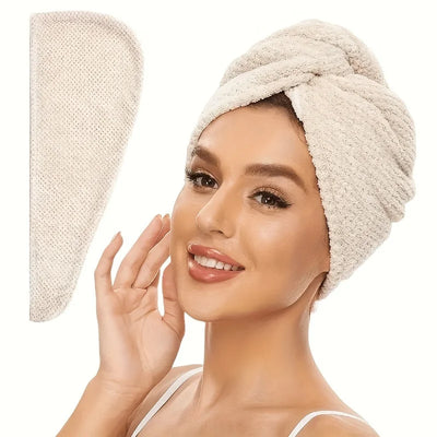 Microfibre Hair Towel Wrap - Quick-Drying, Ultra-Absorbent, Gently Cares for Frizzy or Damaged Hair, Hair Dryer Cap for Women