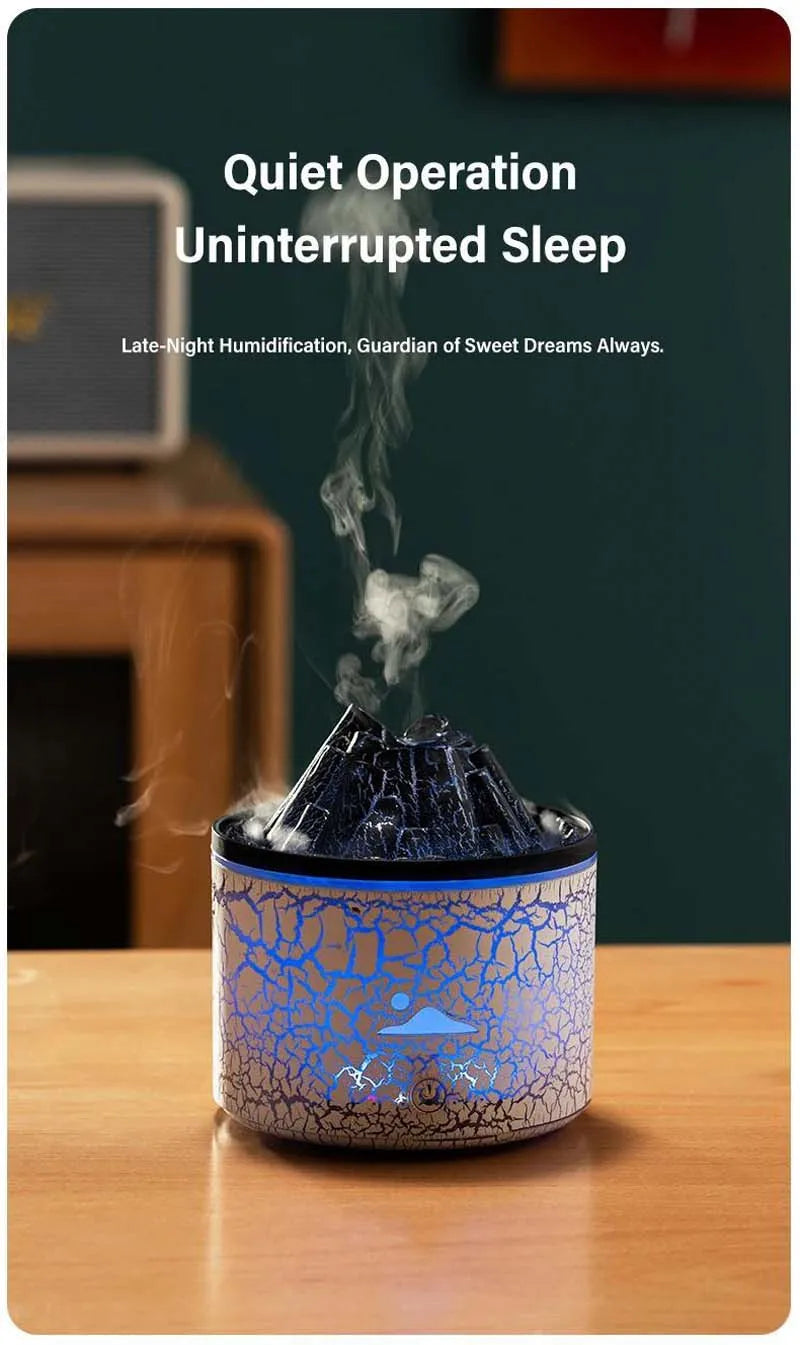 Volcanic Flame Humidifiers Air Aroma Diffuser 180 Ml Essential Oils Humidifiers Wth Night Light Flame Diffuser For Bedroom