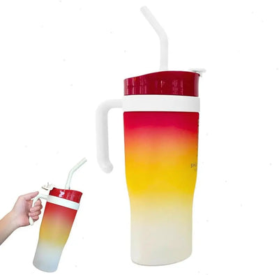40 oz Tumbler With Handle and Straw High-capacity Water Bottle Mug Portable Straw Cup Leak Proof Thermal Mug for Camping and Car