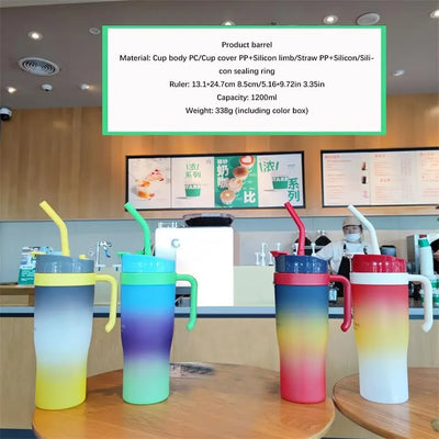 40 oz Tumbler With Handle and Straw High-capacity Water Bottle Mug Portable Straw Cup Leak Proof Thermal Mug for Camping and Car