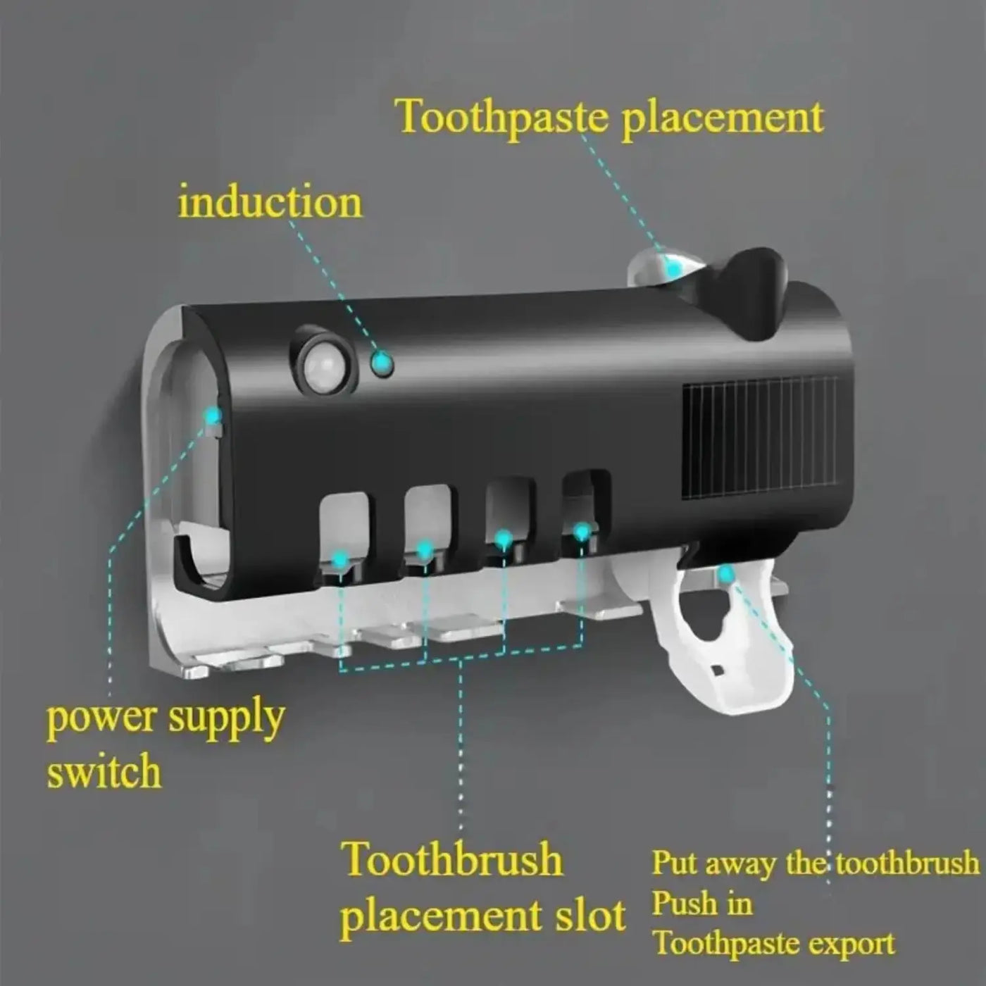 Wall mounted toothpaste dispenser  toothbrush slots - Smart Nest Gadgets