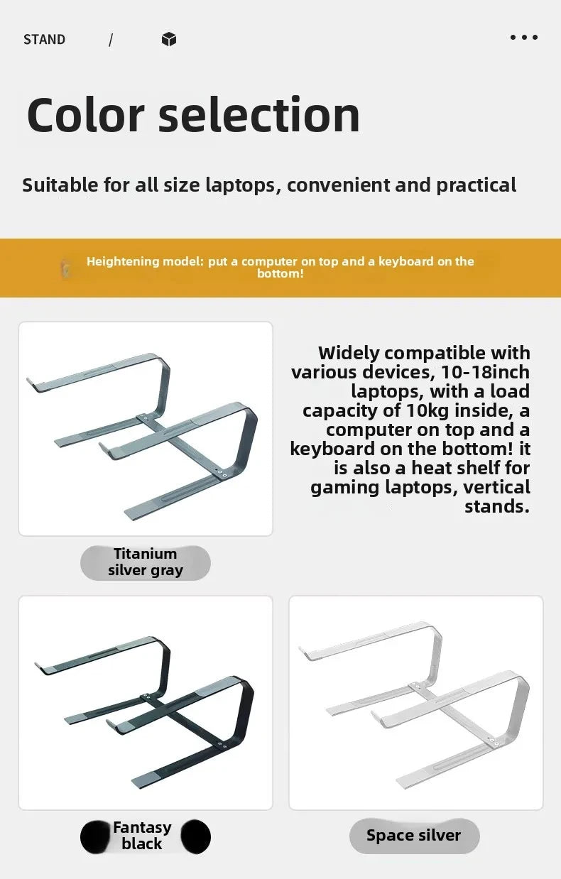 Laptop Stand for Desk Metal Computer Riser Heavy Stable Holder Ergonomic Laptops Elevator for 12-17.3 Inches Notebook Computer