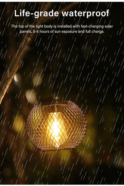 Outdoor Solar Iron Lantern Led Solar Lights Waterproof Decorative Hanging Lights for Tree Garden Yard Patio Pathway Dusk-to-dawn