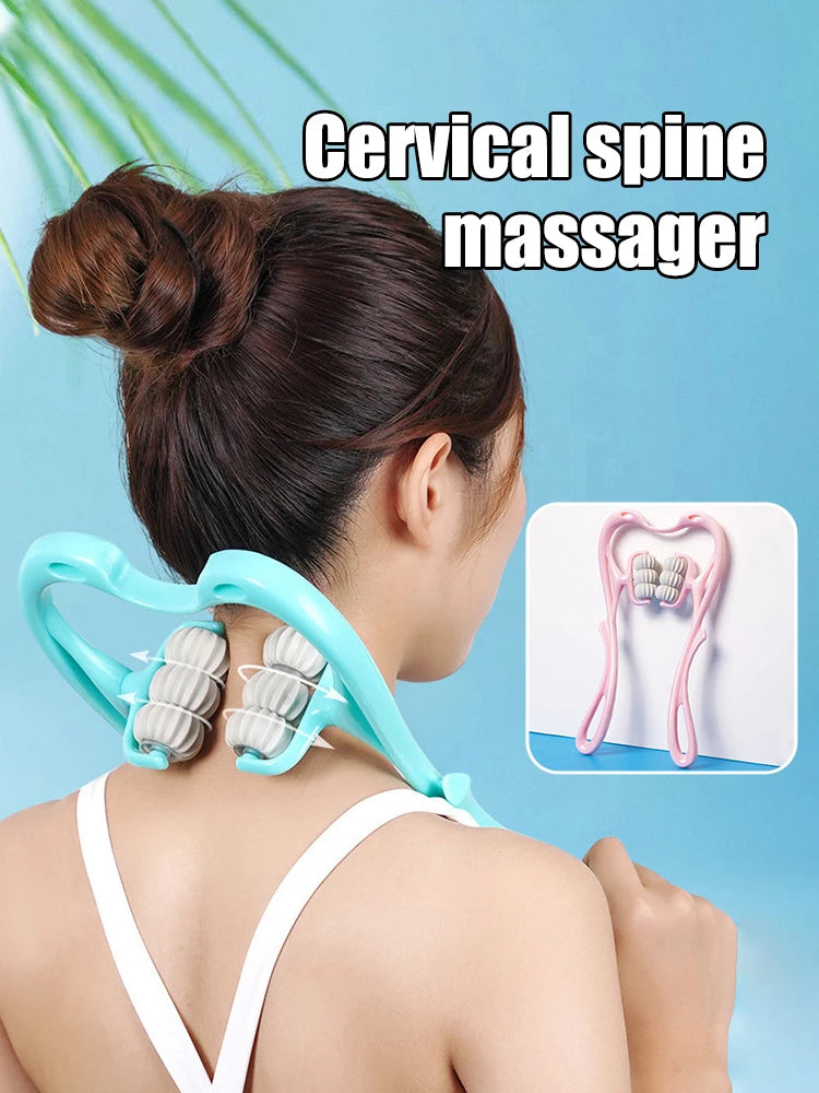 Six-Wheel Manual Cervical Massager for Neck Back Waist - Muscle Tension Relief And Relaxation Rolling Therapeutic Tool