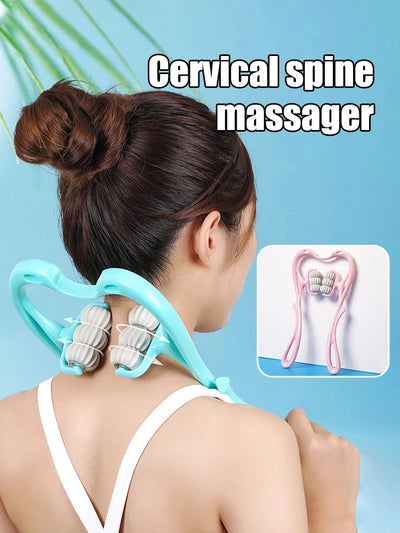 Six-Wheel Manual Cervical Massager for Neck Back Waist - Muscle Tension Relief And Relaxation Rolling Therapeutic Tool