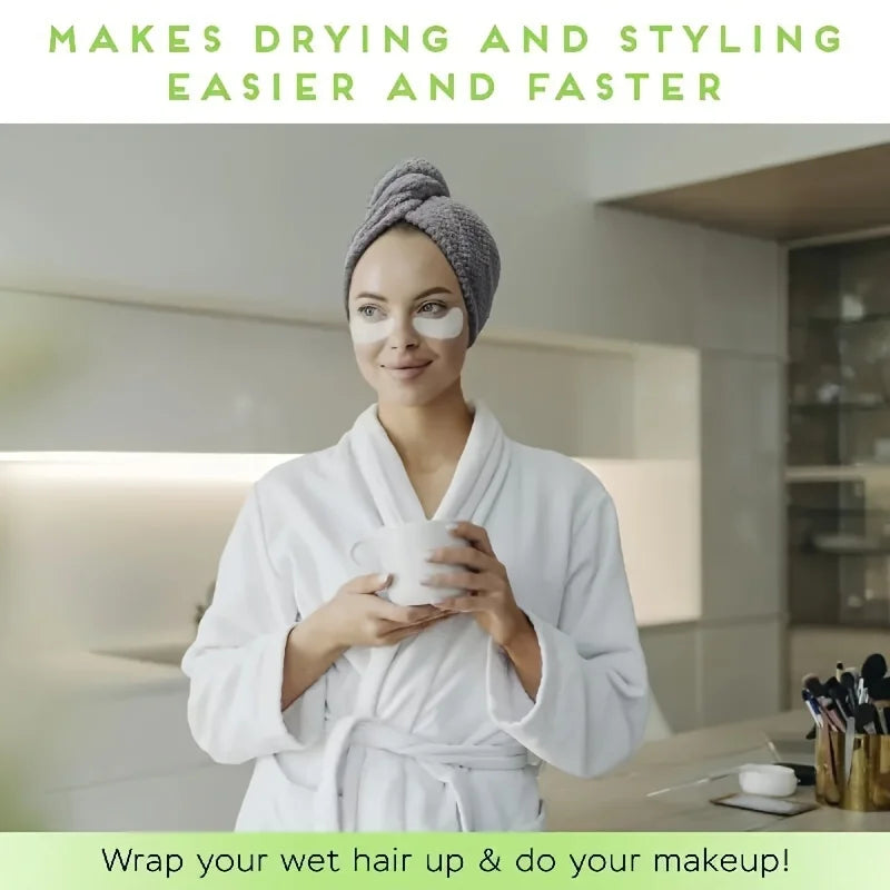 Microfibre Hair Towel Wrap - Quick-Drying, Ultra-Absorbent, Gently Cares for Frizzy or Damaged Hair, Hair Dryer Cap for Women