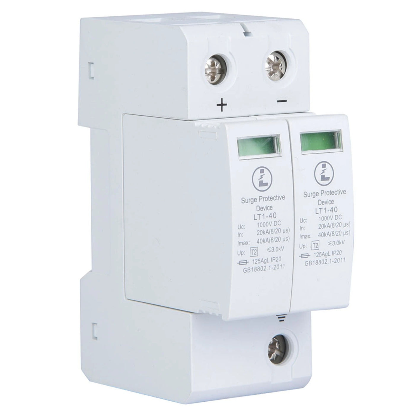 2P 40KA Surge Protective Device DC Photovoltaic Lightning Tele Protector Low Voltage Arrester 1000V