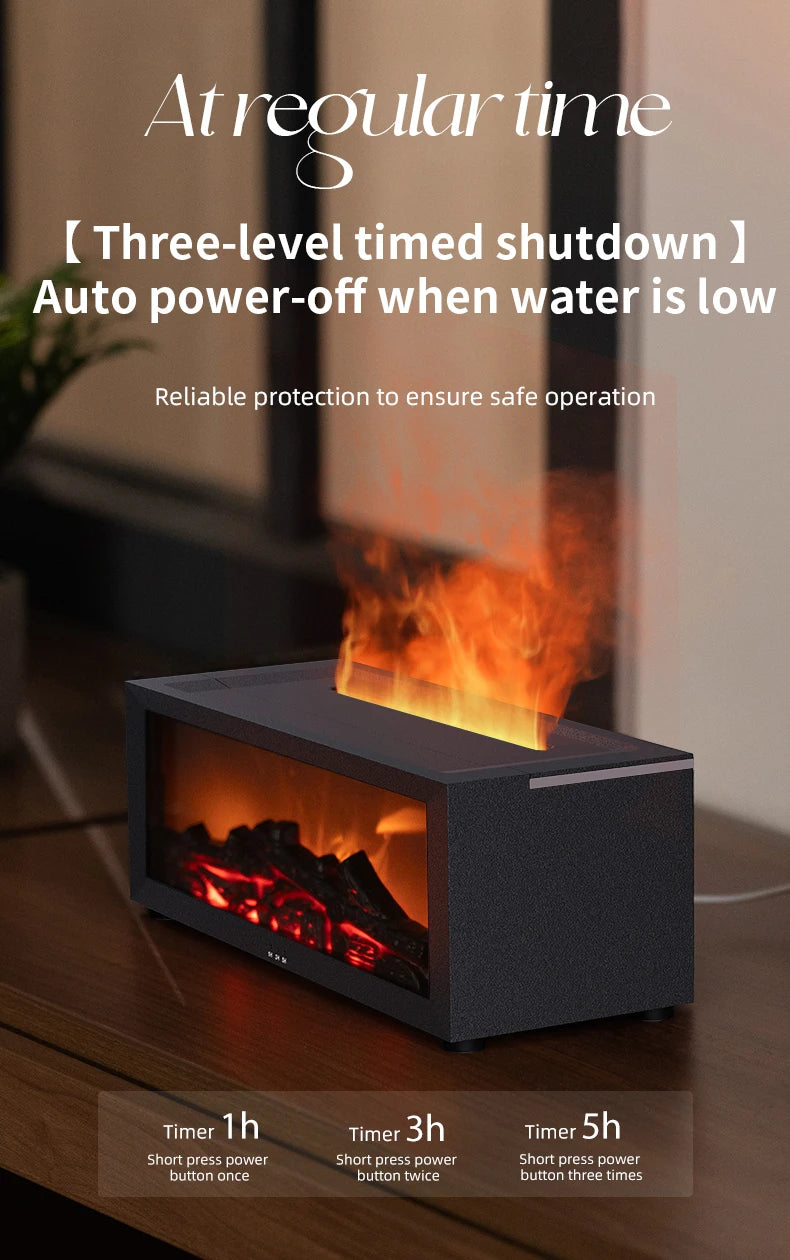 Fireplace Aroma Diffuser 150ml 7 Color Flame With Remote Control Cool Mist Humidifier Auto ShutOff Timer For Home Office