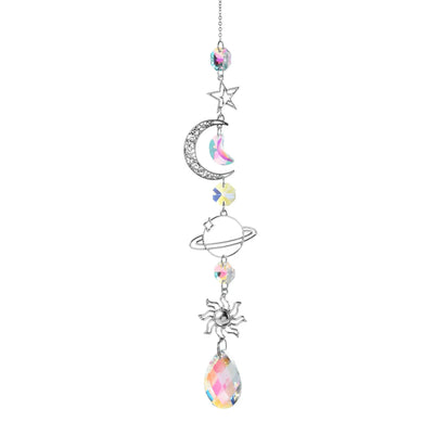 1pc Crystal Wind Chime Moon Sun Catcher Diamond Prisms Pendant Dream Catcher Rainbow Hanging Drop Home Garden Decor Windchime