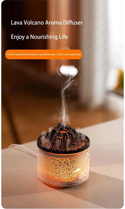 Volcanic Flame Humidifiers Air Aroma Diffuser 180 Ml Essential Oils Humidifiers Wth Night Light Flame Diffuser For Bedroom