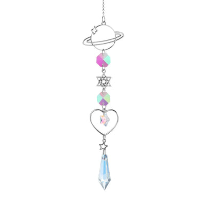 1pc Crystal Wind Chime Moon Sun Catcher Diamond Prisms Pendant Dream Catcher Rainbow Hanging Drop Home Garden Decor Windchime