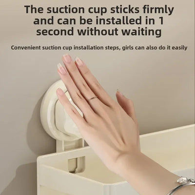 Suction Cup Kitchen Shelf Wall Mounted Spice Organizer Rust and Moisture Resistant Bathroom Toiletries Storage Racks