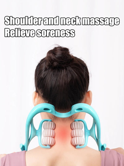 Six-Wheel Manual Cervical Massager for Neck Back Waist - Muscle Tension Relief And Relaxation Rolling Therapeutic Tool