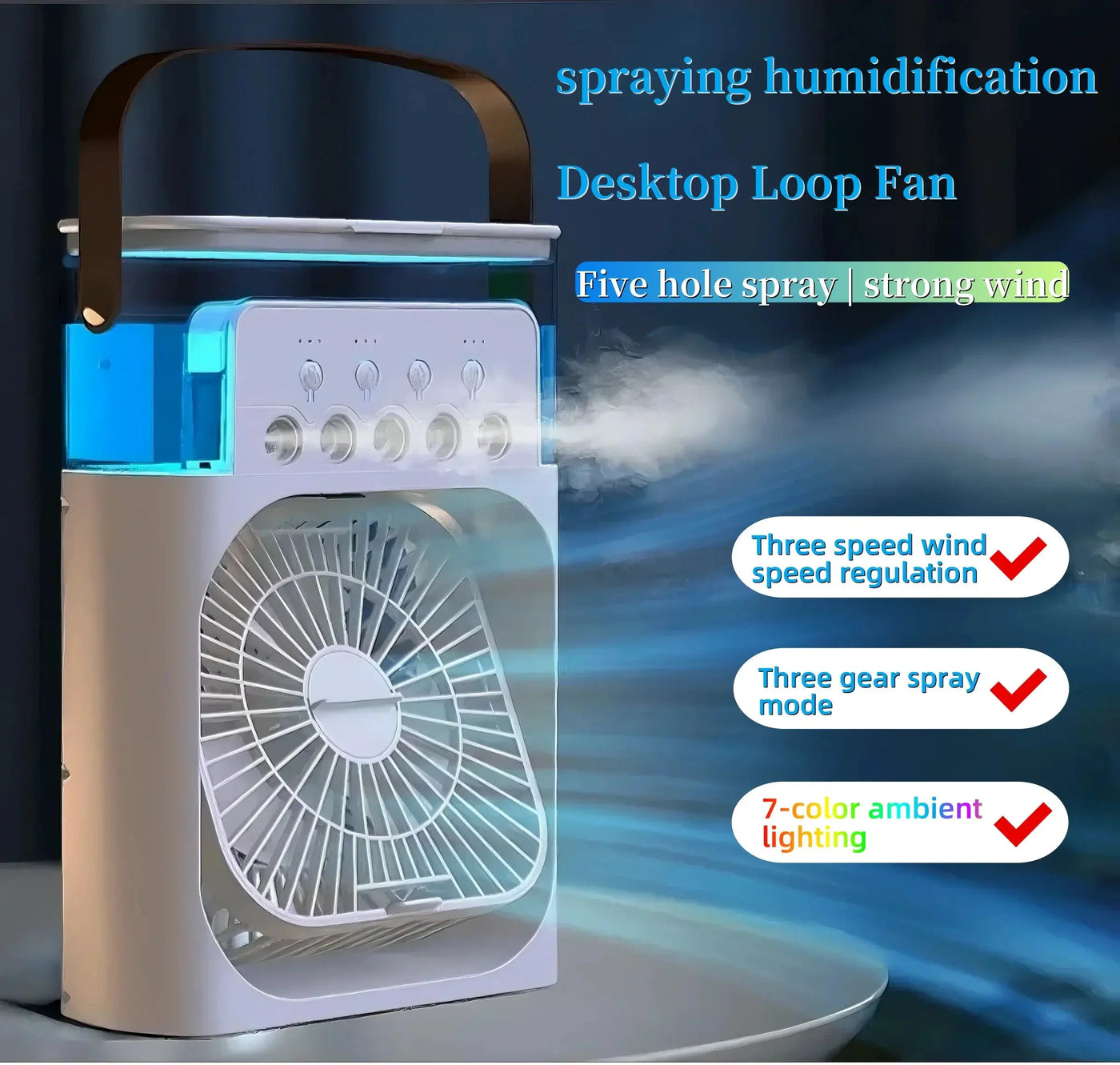 Spray fan portable household three in one small air cooler - Smart Nest Gadgets
