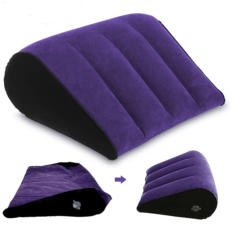 Inflatable Travel Pillow Multifunctional Body Pillow Lumbar Yoga Pillow Travel Positions Support Air Cushion Triangular Pillow