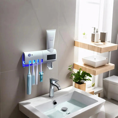 Wall mounted toothpaste dispenser  toothbrush slots - Smart Nest Gadgets
