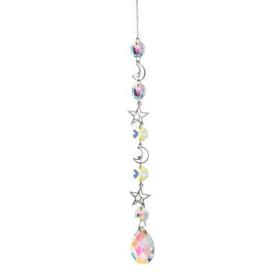 1pc Crystal Wind Chime Moon Sun Catcher Diamond Prisms Pendant Dream Catcher Rainbow Hanging Drop Home Garden Decor Windchime