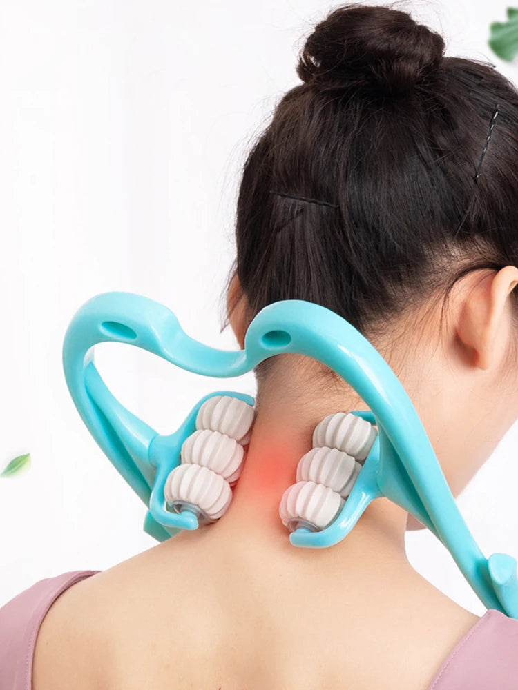 Six-Wheel Manual Cervical Massager for Neck Back Waist - Muscle Tension Relief And Relaxation Rolling Therapeutic Tool