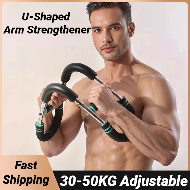 Adjustable U-Shaped Arm Exerciser With Foam Handle Spring Workout Bar Forearm Triceps Chest Expander Portable Fitness Equipment