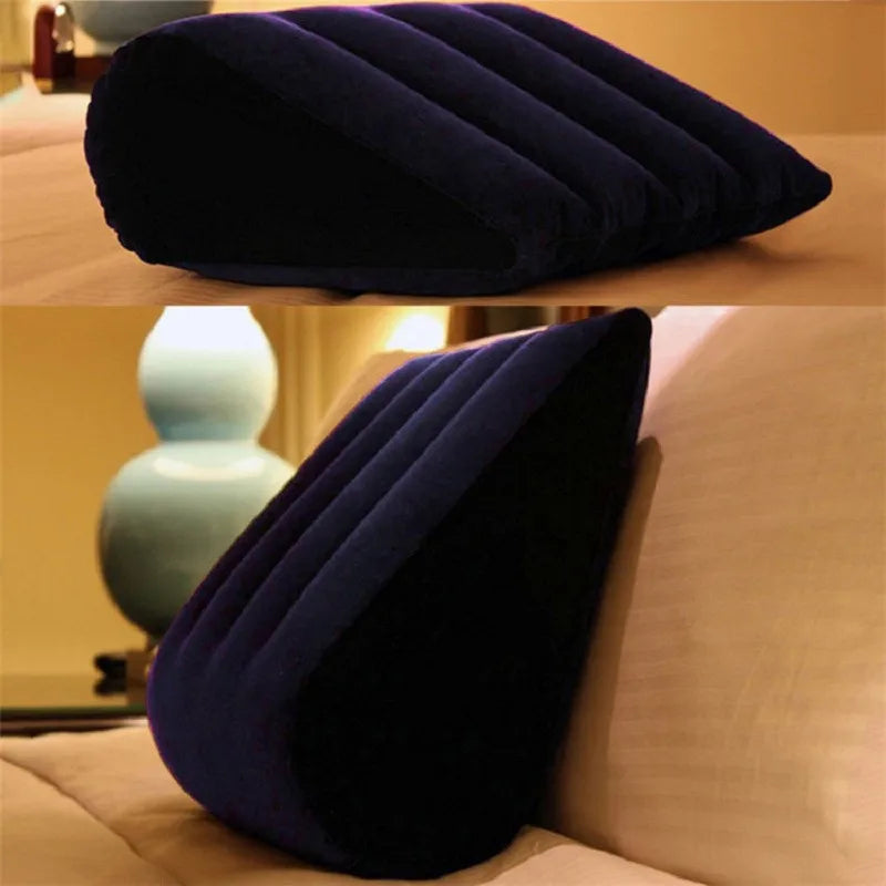 Inflatable Travel Pillow Multifunctional Body Pillow Lumbar Yoga Pillow Travel Positions Support Air Cushion Triangular Pillow