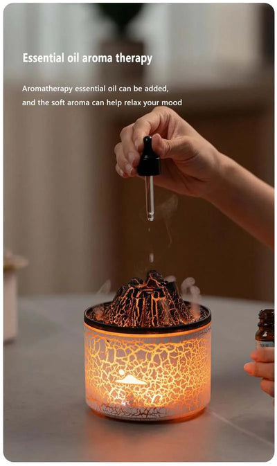 Volcanic Flame Humidifiers Air Aroma Diffuser 180 Ml Essential Oils Humidifiers Wth Night Light Flame Diffuser For Bedroom