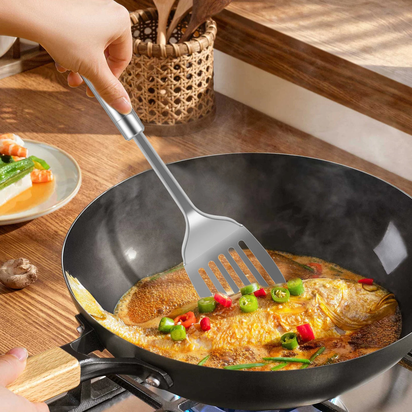 5/10Pcs Kitchen Cookware Cooking Utensils Set Stainless Steel Shovel Soup Spoon Utensils Dinnerware Cooking Tool Kitchen Gadgets