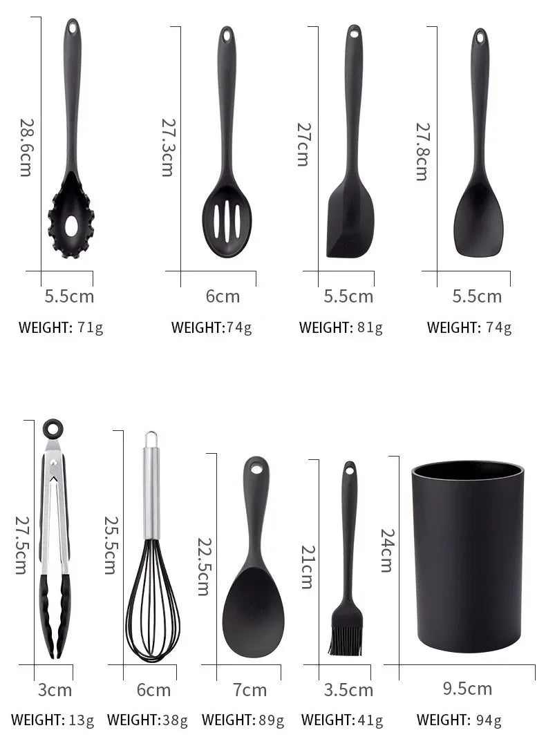 Silicone Cooking Utensils Non-stick Kitchenware Tools Spatula Ladle Egg Beaters Shovel Soup Butter Scraper Kitchen Cookware
