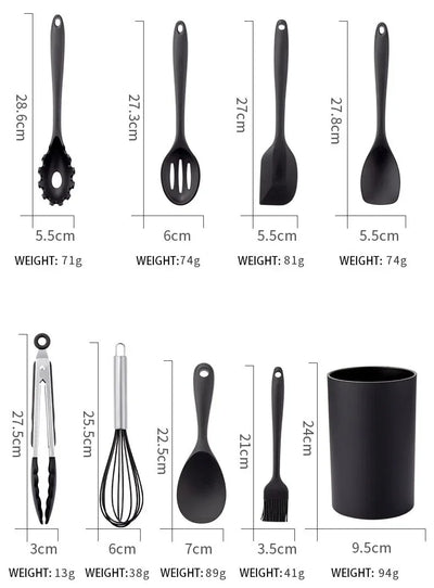 Silicone Cooking Utensils Non-stick Kitchenware Tools Spatula Ladle Egg Beaters Shovel Soup Butter Scraper Kitchen Cookware