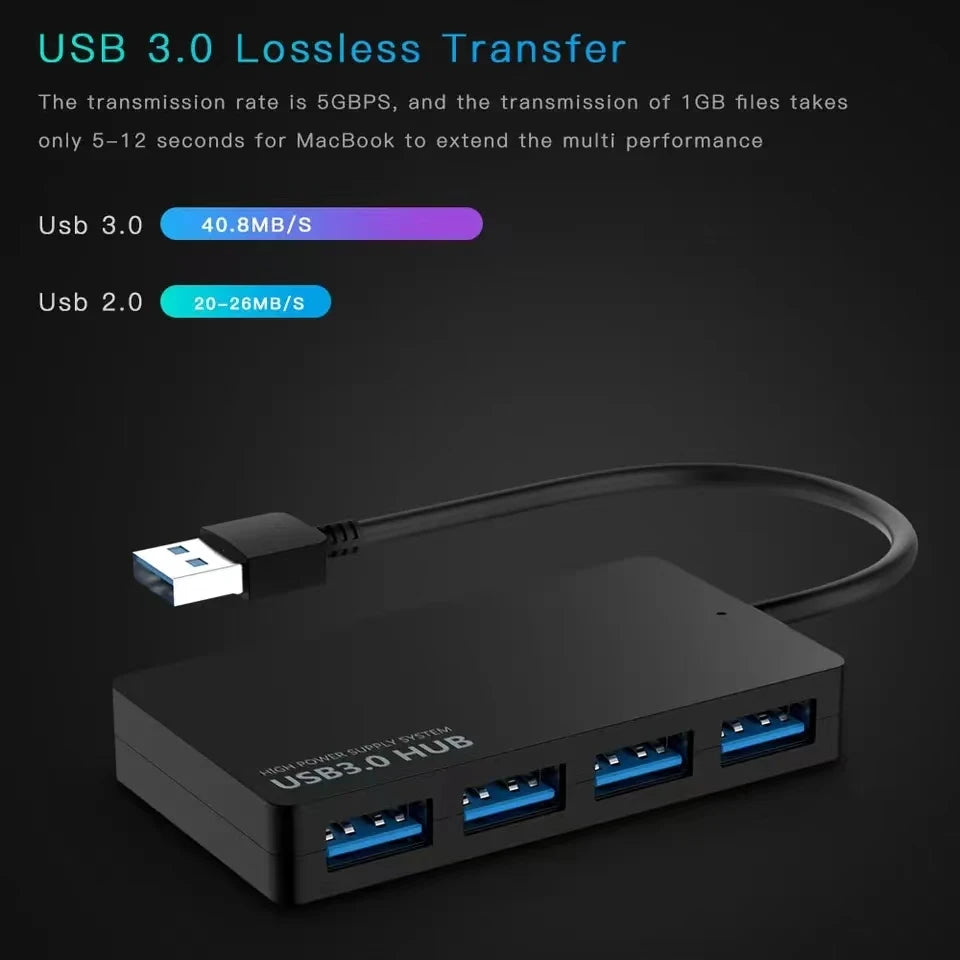 USB HUB 3.0 Adapter USB 3.0 HUB Extender 4 Ports Docking Station High Speed Date Transfer for Pc Laptop Accessories USB Splitter