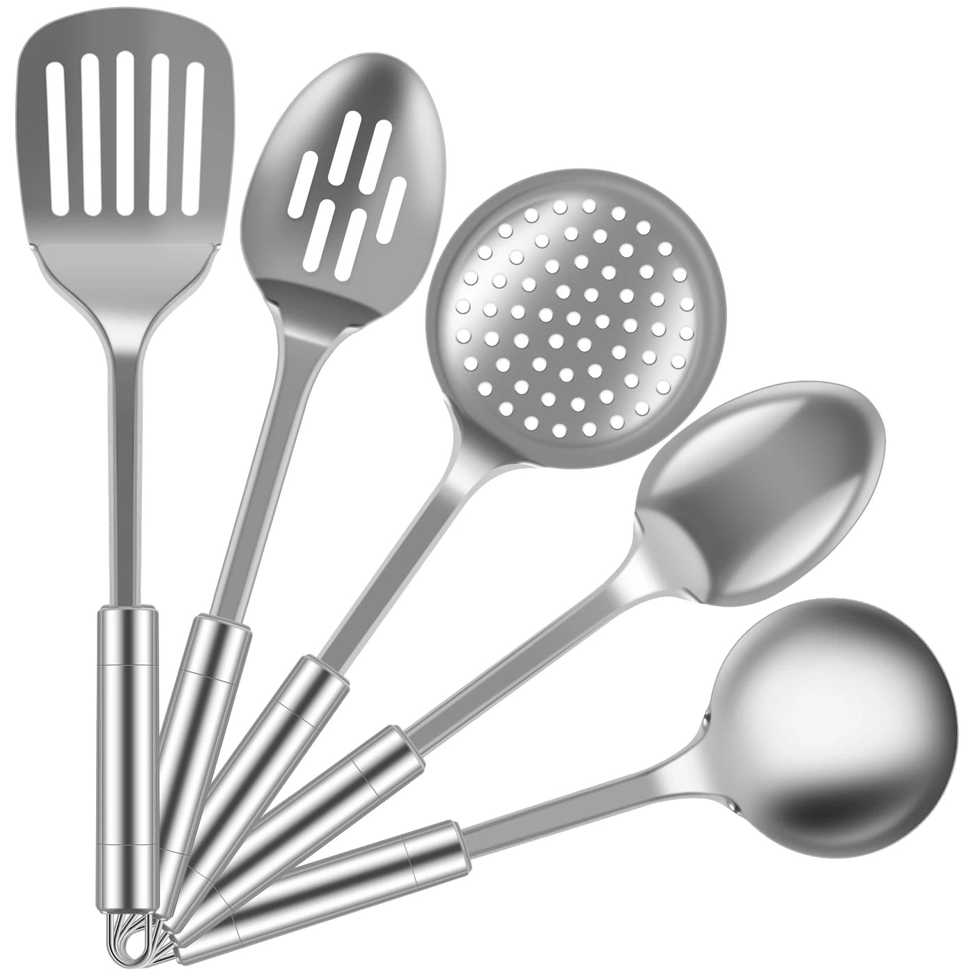 5Pcs Kitchen Cooking Utensils Set Durable Stainless Steel Cooking Tools Washable Spoons Spatula Utensils Kitchen Gadgets Tools