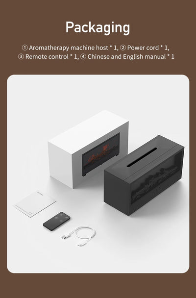 VISSKO Creative Fireplace Air Humidifier Waterless Auto-Off Aroma Essential Oil Diffuser with LED Light Remote Control for Gift