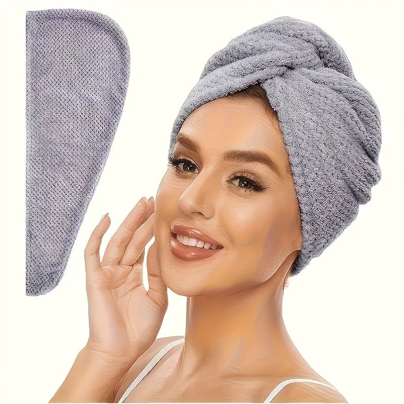 Microfibre Hair Towel Wrap - Quick-Drying, Ultra-Absorbent, Gently Cares for Frizzy or Damaged Hair, Hair Dryer Cap for Women