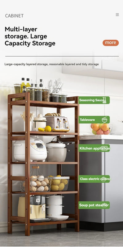 Kitchen shelf, floor standing multi-layer product collection, household pot seasoning shelf, fruit and vegetable bowl and dish