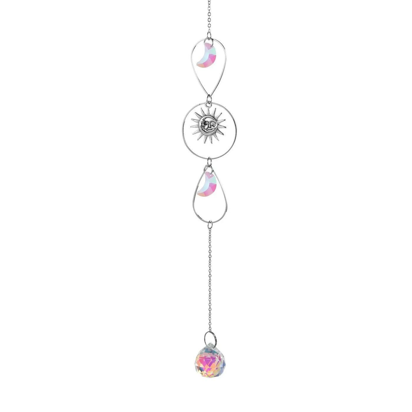 1pc Crystal Wind Chime Moon Sun Catcher Diamond Prisms Pendant Dream Catcher Rainbow Hanging Drop Home Garden Decor Windchime