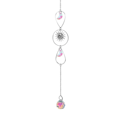 1pc Crystal Wind Chime Moon Sun Catcher Diamond Prisms Pendant Dream Catcher Rainbow Hanging Drop Home Garden Decor Windchime