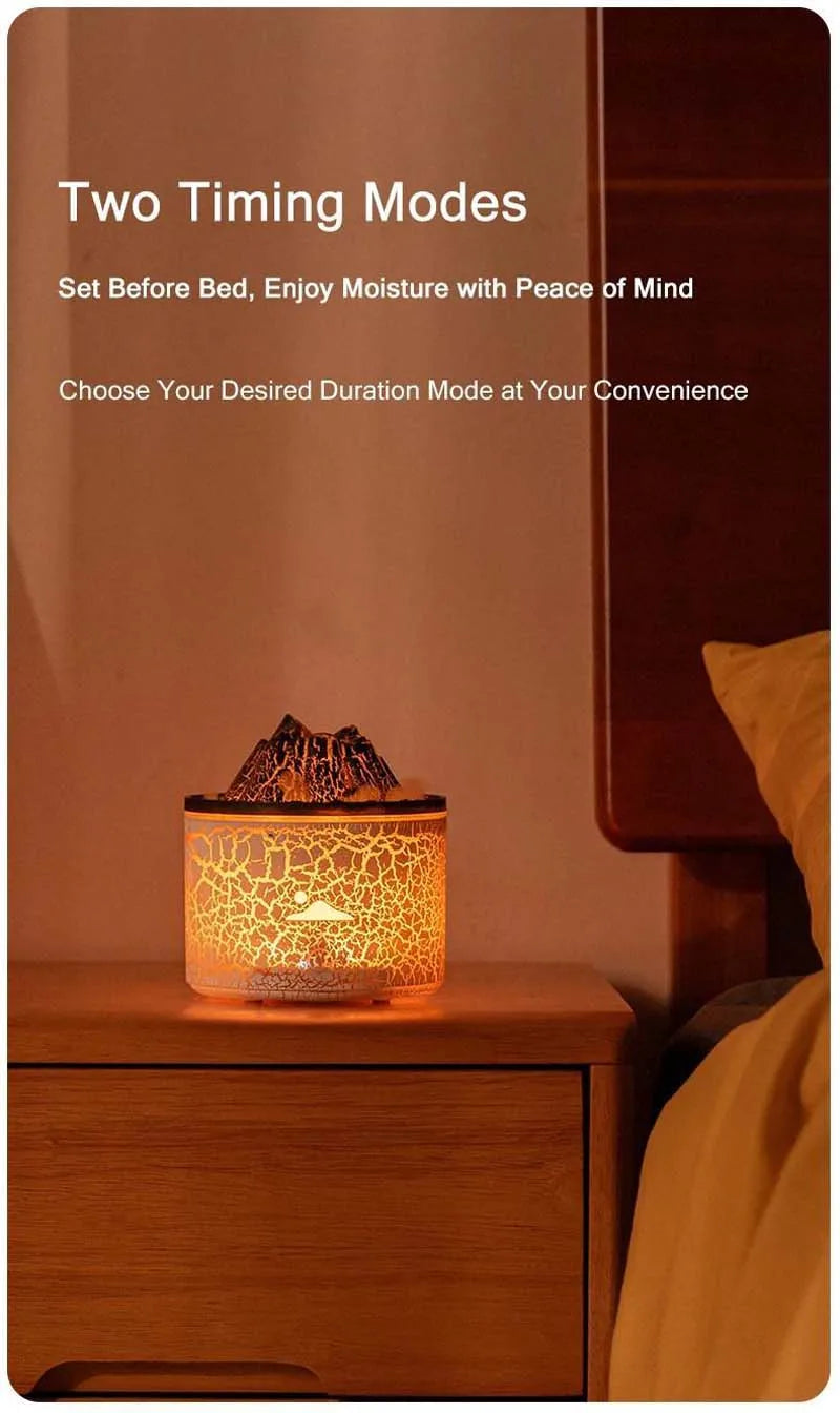 Volcanic Flame Humidifiers Air Aroma Diffuser 180 Ml Essential Oils Humidifiers Wth Night Light Flame Diffuser For Bedroom