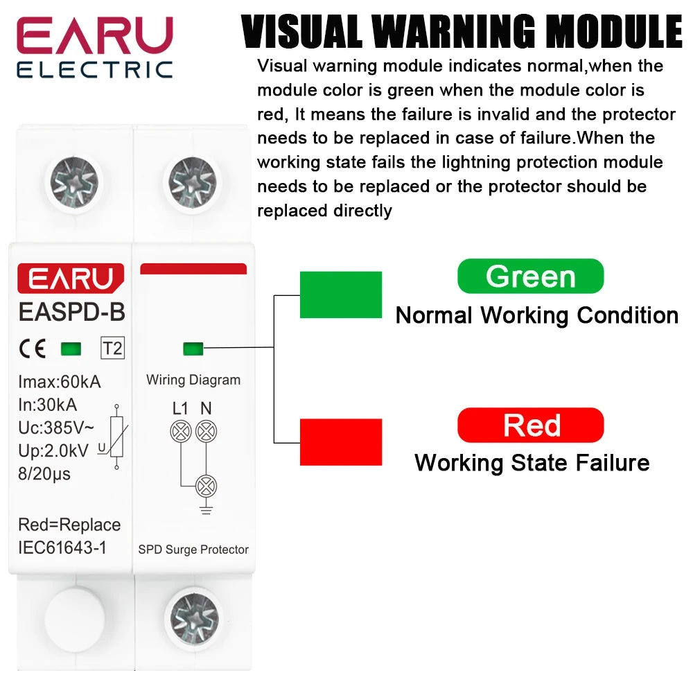 SPD Surge Protector Device Arrester Low Voltage House Surge Voltage Protection for AC Power 1P 2P 3P 4P 20KA-40KA 30KA-60KA