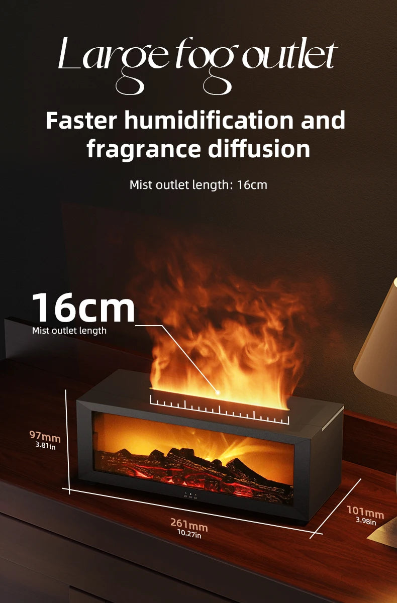Fireplace Aroma Diffuser 150ml 7 Color Flame With Remote Control Cool Mist Humidifier Auto ShutOff Timer For Home Office
