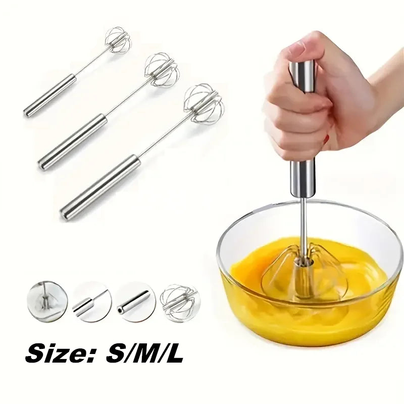 Semi-automatic Egg Beater 304 Stainless Steel Egg Whisk Manual Hand Mixer Self Turning Egg Stirrer Kitchen Accessories Egg Tools