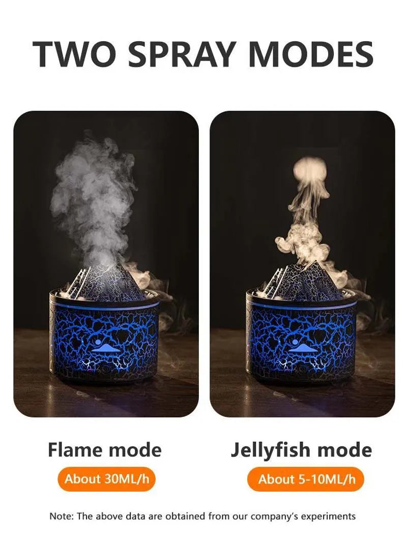 Volcanic Flame Humidifiers Air Aroma Diffuser 180 Ml Essential Oils Humidifiers Wth Night Light Flame Diffuser For Bedroom