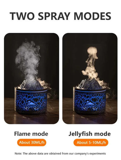 Volcanic Flame Humidifiers Air Aroma Diffuser 180 Ml Essential Oils Humidifiers Wth Night Light Flame Diffuser For Bedroom