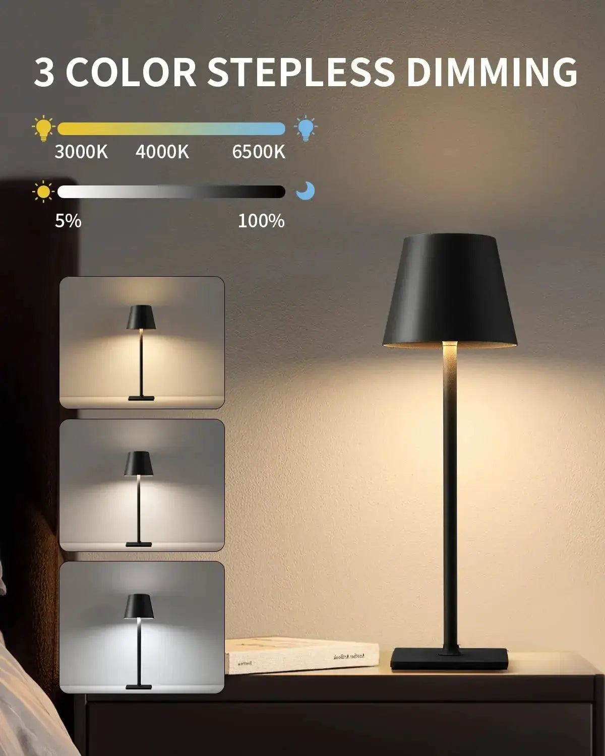 LED Desk Lamp Usb Rechargeable Table Lamp Bar Restaurant Ambiance Wireless Touch Lamps Waterproof Led Lights Bedroom Decor Light Smart Nest Gadgets