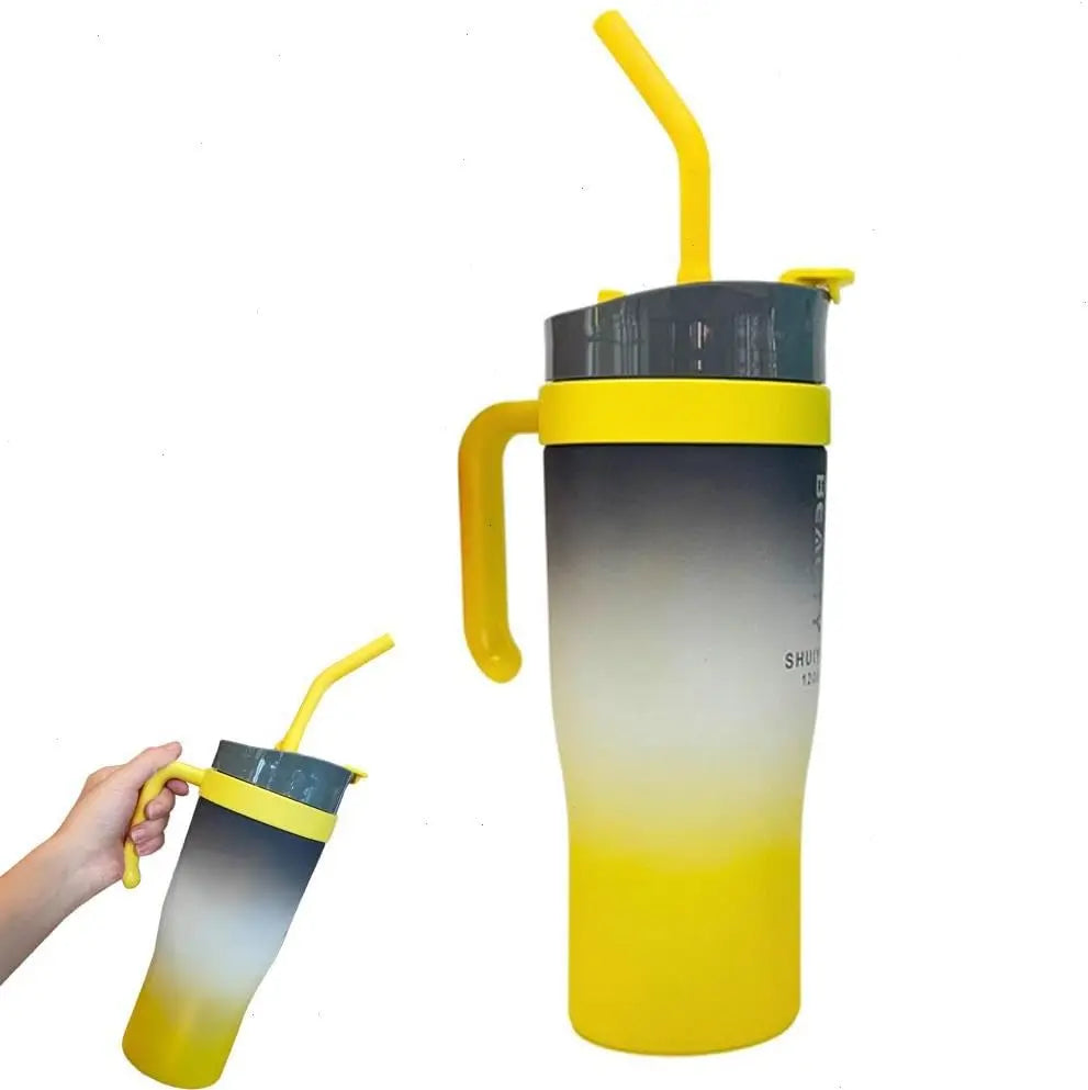 40 oz Tumbler With Handle and Straw High-capacity Water Bottle Mug Portable Straw Cup Leak Proof Thermal Mug for Camping and Car