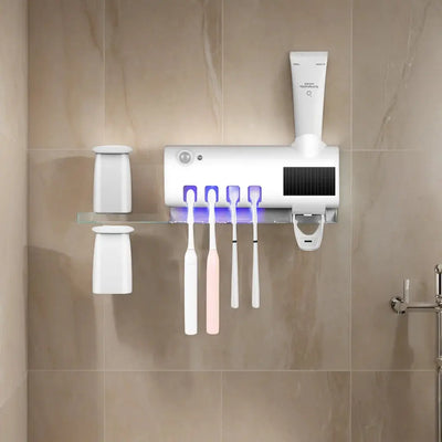 Wall mounted toothpaste dispenser  toothbrush slots - Smart Nest Gadgets