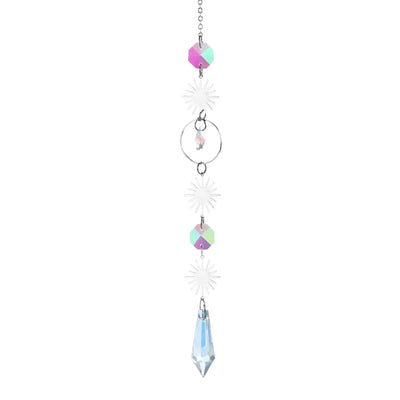 1pc Crystal Wind Chime Moon Sun Catcher Diamond Prisms Pendant Dream Catcher Rainbow Hanging Drop Home Garden Decor Windchime