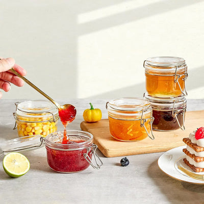 4oz Small Airtight Glass Jars Food Storage Jar Round - Mini Storage Container Seal  for Kitchen Canning, Jam, Spice, Honey